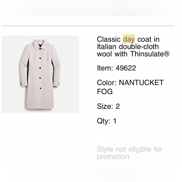 J. Crew Classic Day Coat in Italian Double-cloth Wool with Thinsulate - Picture 4 of 4